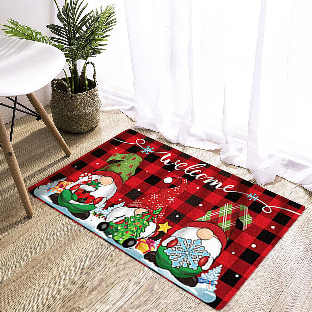 2Pcs Christmas Kitchen Door Mat Anti-Oil Floor Rug Non-Slip Mat for Bathroom Home