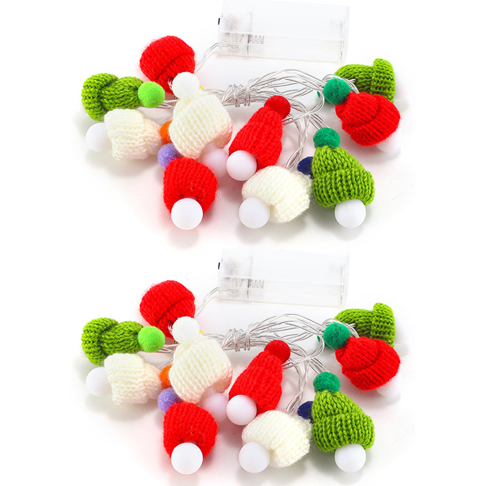 2Pcs Xmas Decoration LED Round Ball Christmas Hat Light String Christmas Pendants