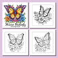 2 Coloring Books with 24 Floral and 24 Butterfly Designs
