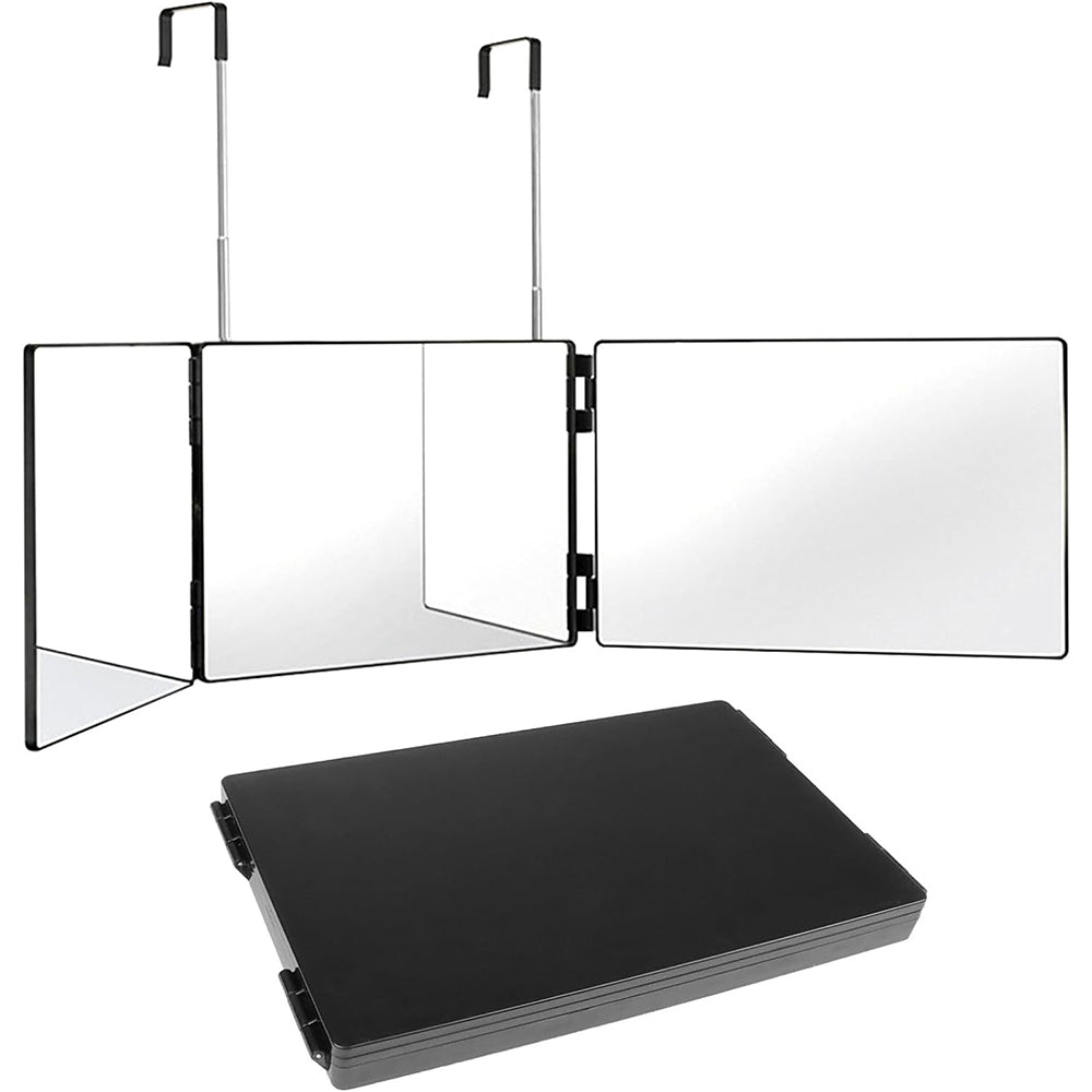 2Pcs Adjustable Tri-Fold Hairdressing Makeup Mirror   with Hook
