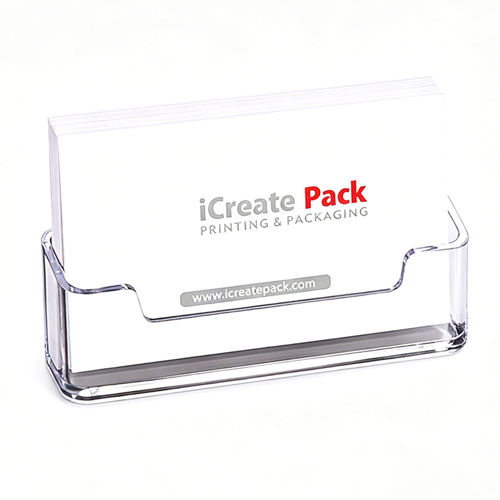 4Pcs Business Card Holder for Desk Clear Plastic Business Card Display Stand