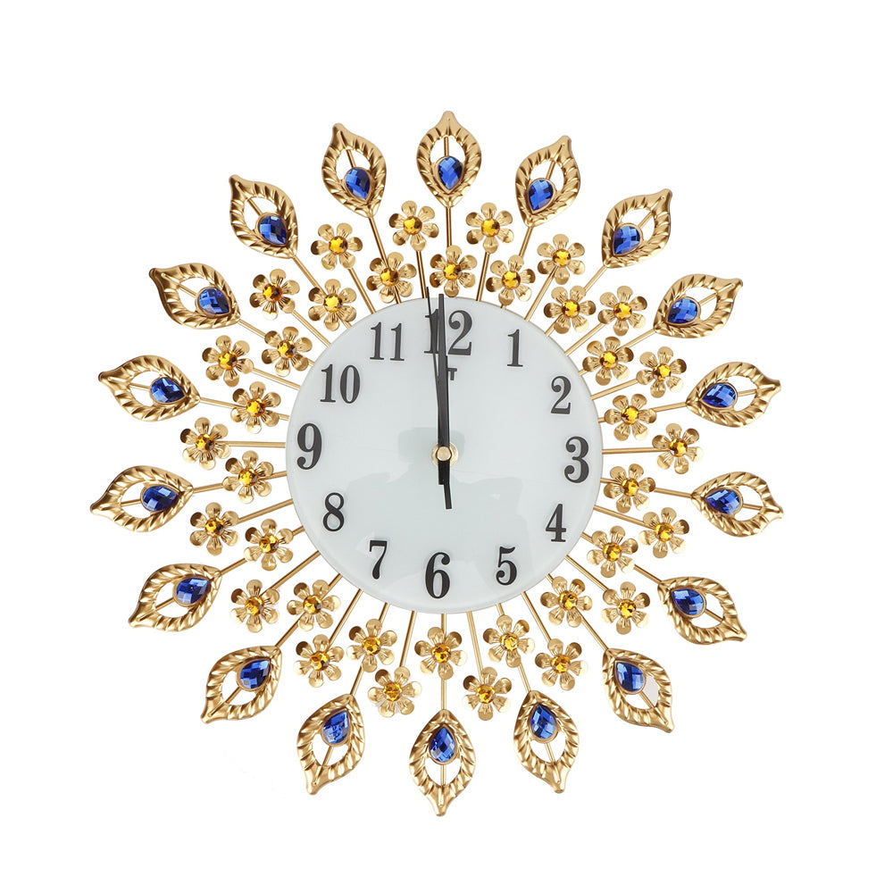 Luxury Wall Clock Metal Rhinestone-Studded Modern Silent Clock