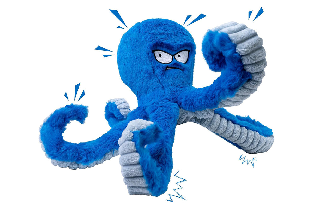 Interactive Plush Squeaky Dog Toy with Crinkle Tentacles for Medium & Large Dogs