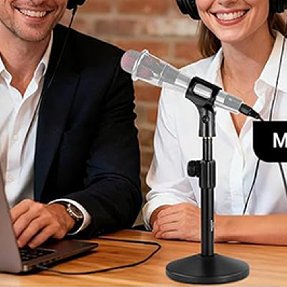 Desk Microphone Stand Adjustable Table Top Mic Holder Mount with Clip