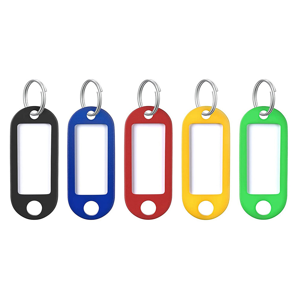 100Pcs Plastic Key Ring Name Tags Keychain Luggage Color ID Labels