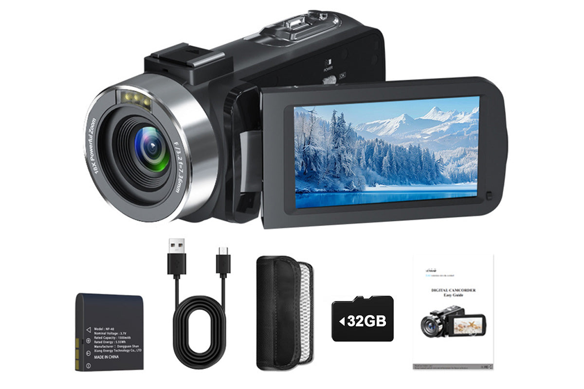 4K Video Camera Camcorder With 18x Digital Zoom And 32GB Card