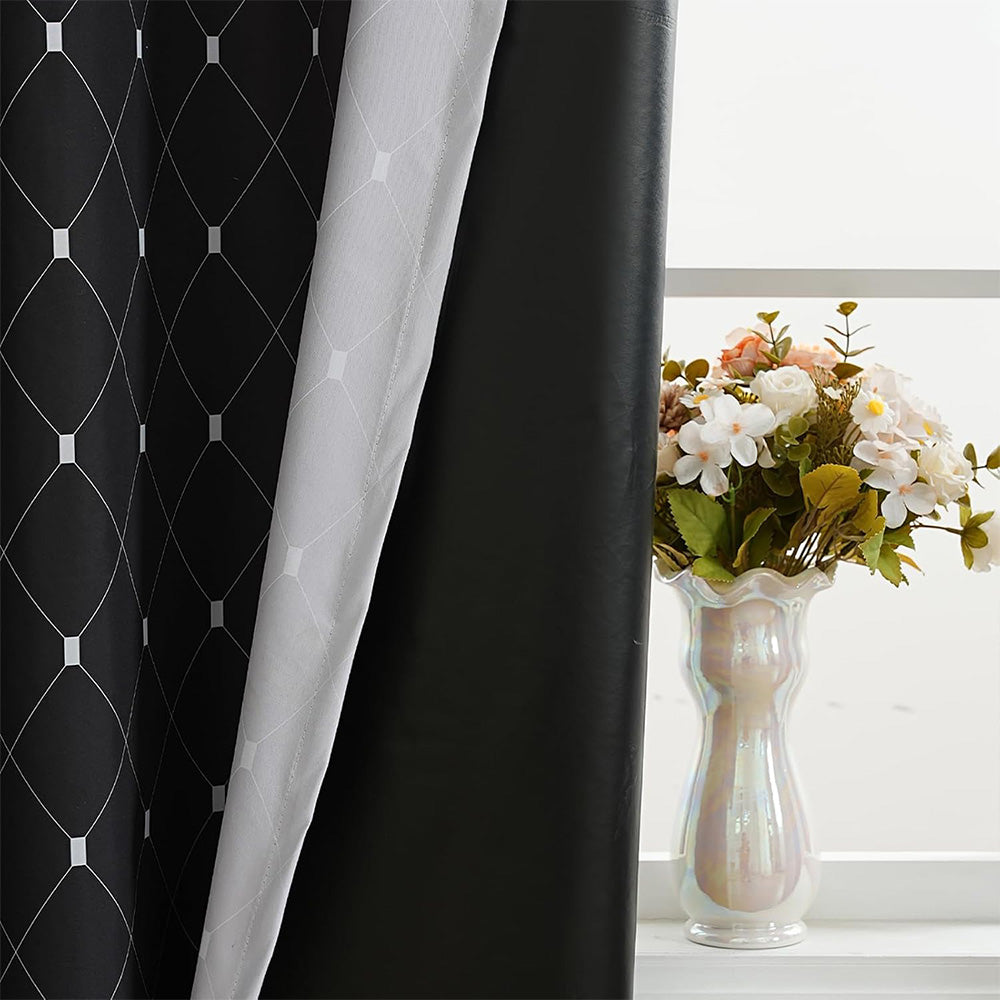 Blackout Curtain Gradient Color Curtains for Bedroom Living Room-Black