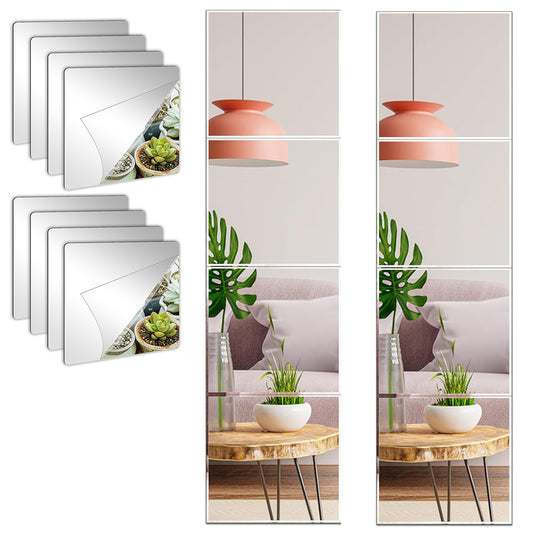 8Pcs DIY Square Self-Adhesive Acrylic Mirror