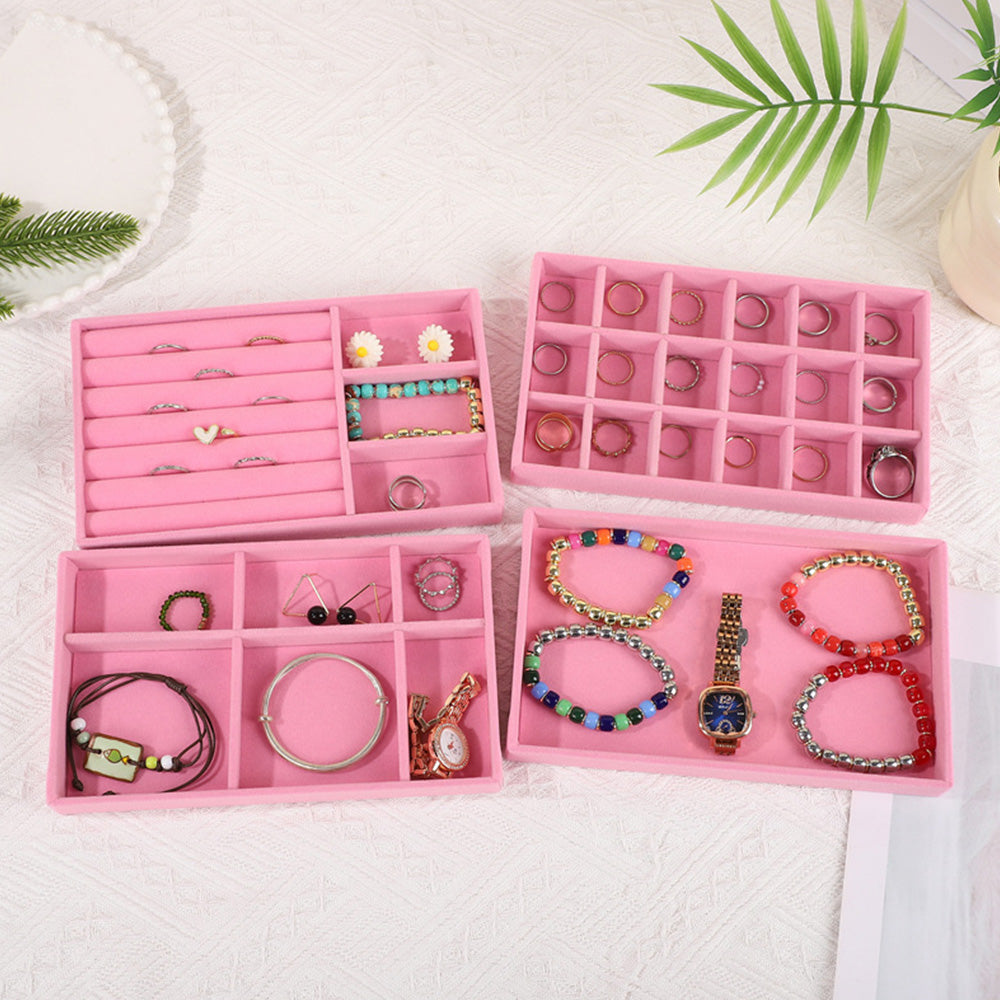 4pcs Stackable Jewelry Organizer Boxes Set for Earrings Rings Necklaces Bracelets