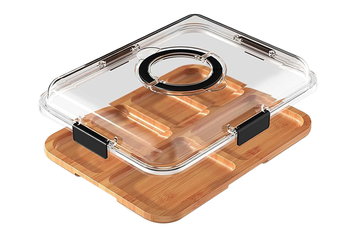 Charcuterie Board with Clear Lid Travel Portable Cheese Board and Cutting Boards