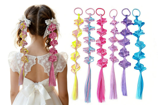 6pcs Girls Braided Hair Extensions Cute Ponytail Accessories for Daily Wear