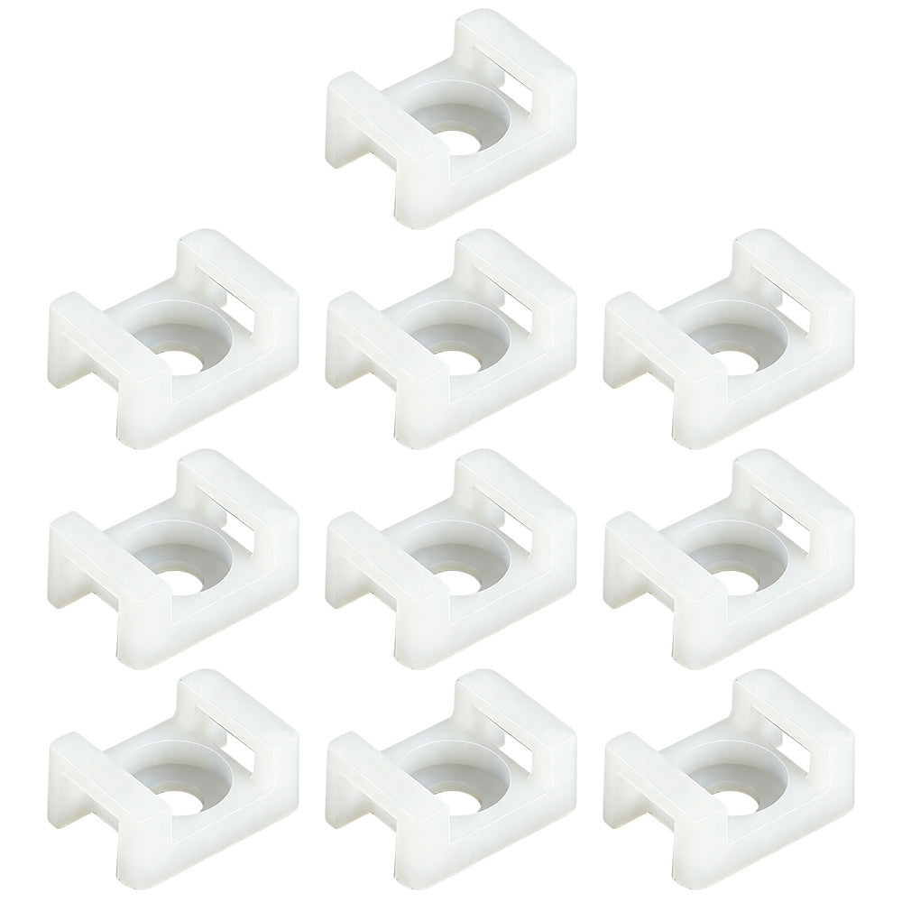 500 PCS Cable Tie Base Nylon Saddle Mount for Wire Management-White