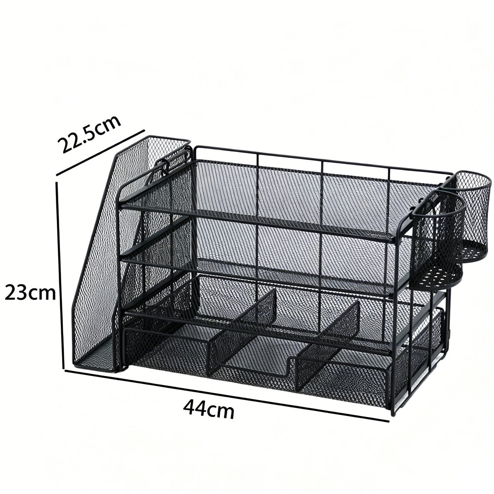 4 Tier Desk Organizer Metal Mesh Document Holder for Office Supplies