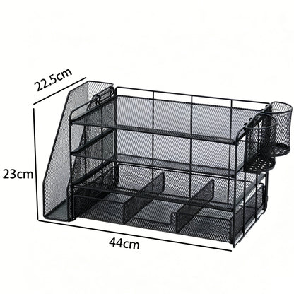 4 Tier Desk Organizer Metal Mesh Document Holder for Office Supplies