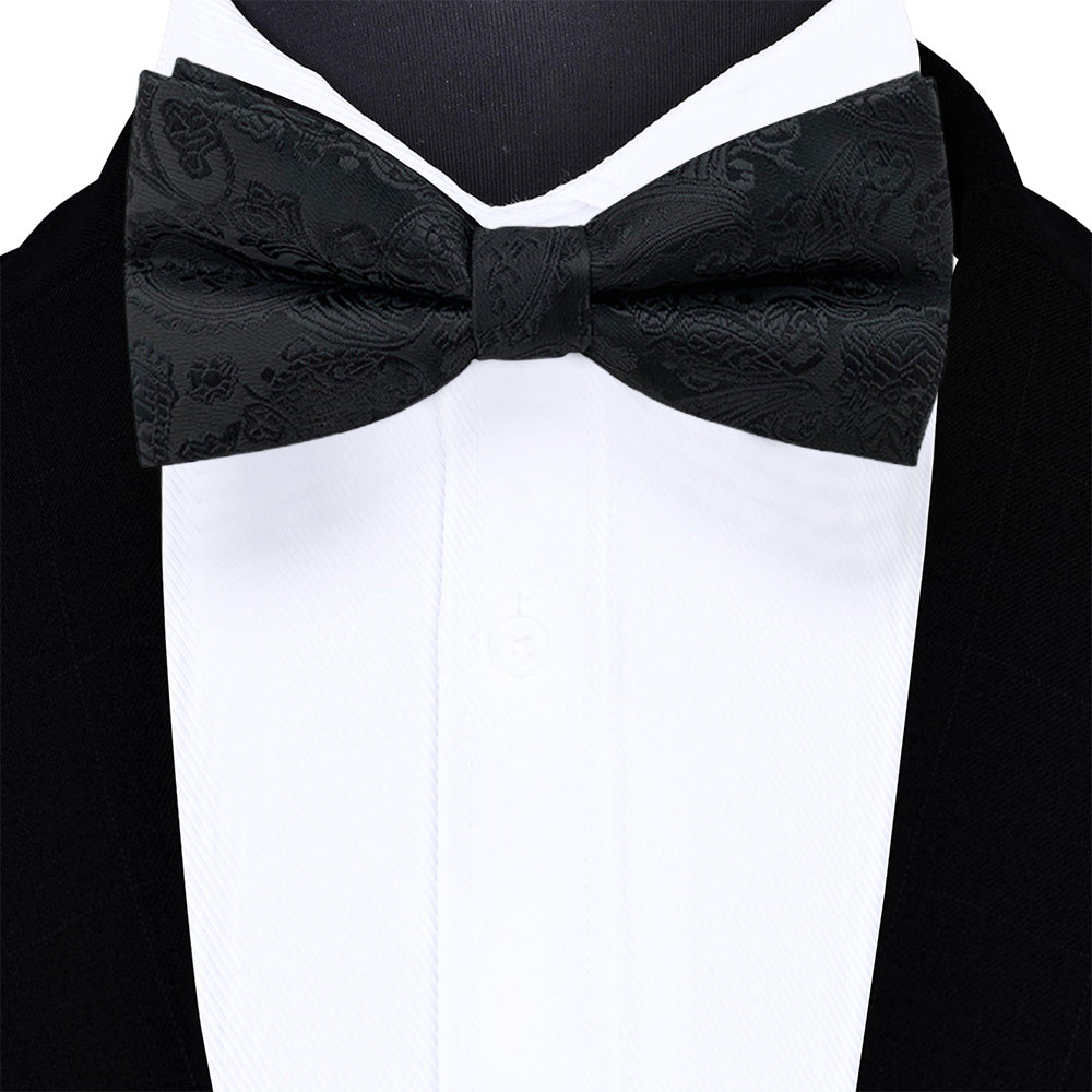 4 Piece Mens Jacquard Pre Tied Bow Tie Pocket Square and Cufflink Set