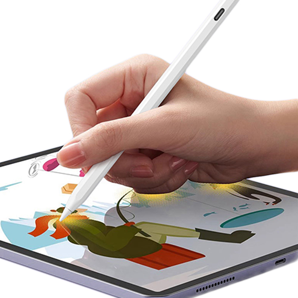 LED Power Display Stylus Pencil for iPad with Palm Rejection and Tilt Sensitivity White