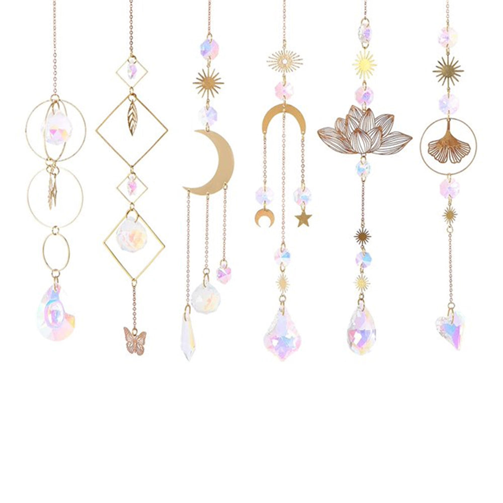 6Pcs Glass Sun Catcher Prism Hanging Kit with Chain