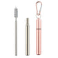 2 Pack Collapsible Stainless Steel Travel Straws with Keychain Cases