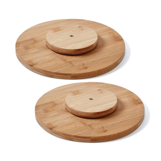 2Pcs 30cm Diameter Bamboo Turntable for Kitchen Pantry Countertop Table