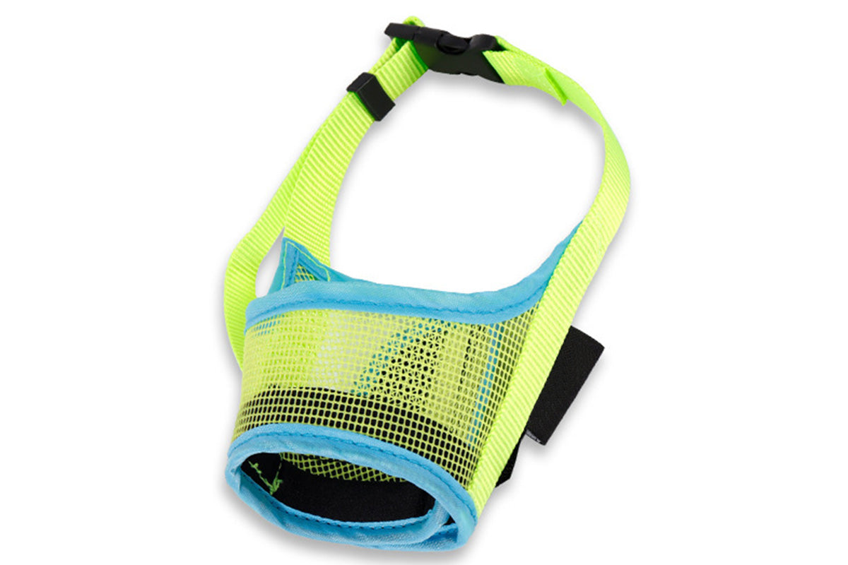 Dog Muzzle Air Mesh Adjustable Mouth Guard for Bark and Scavenging Prevention-Green