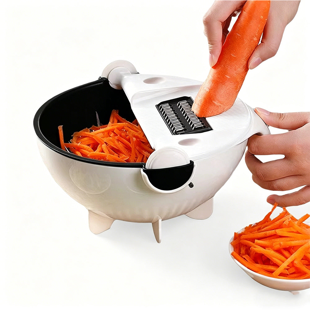 Multi Function Vegetable Cutter and Colander for Slicing Shredding Grating