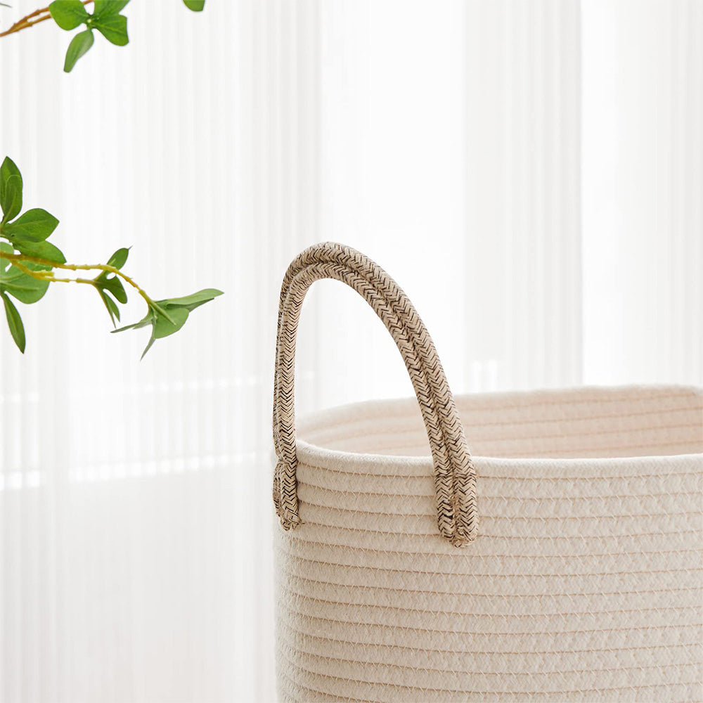 Large Woven Laundry Basket Cotton Rope Hamper for Laundry Toys & Blankets