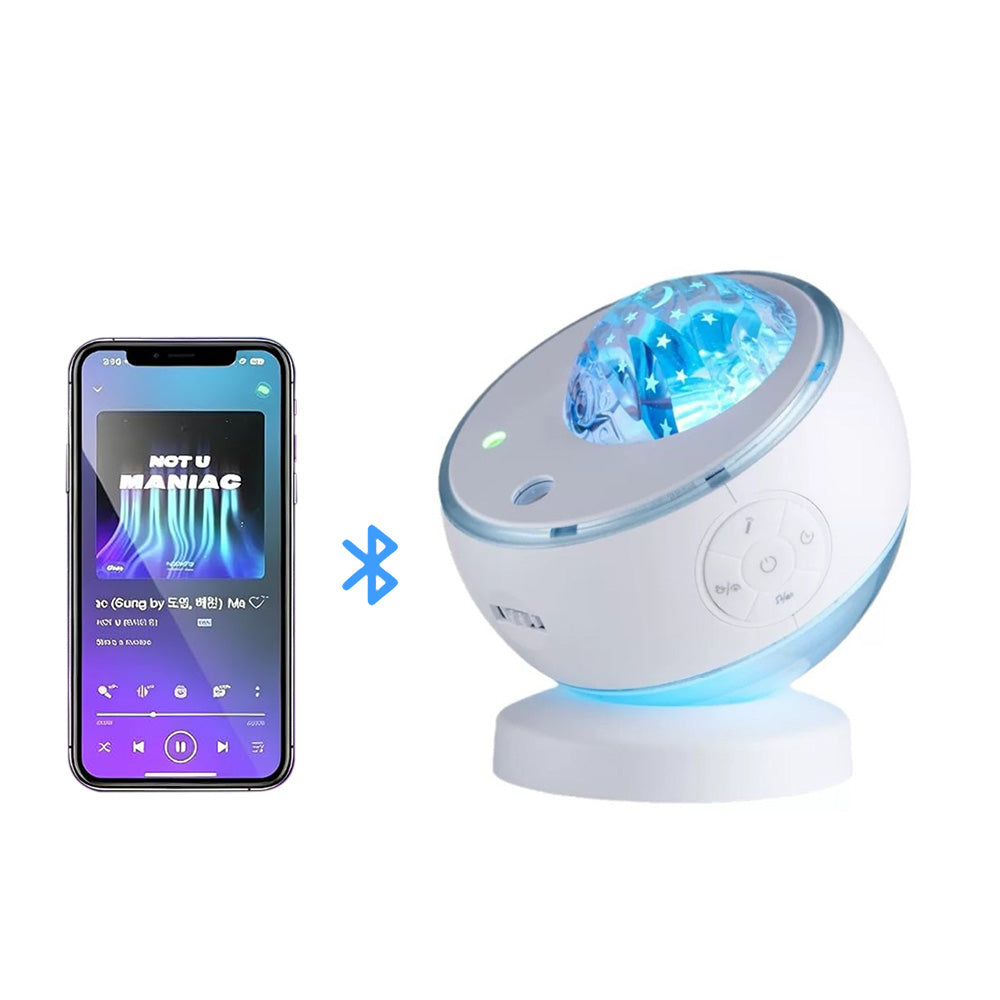 Rechargeable Northern Lights Aurora Projector with Bluetooth Speaker 16 Light Colors for Car Home Camping
