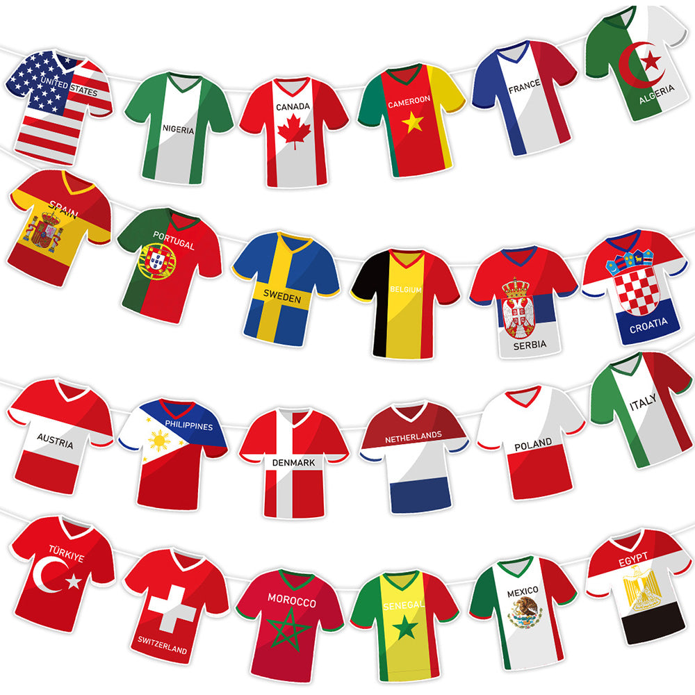 Soccer Jersey Bunting Flags – 49 Country Designs Football Party Decoration
