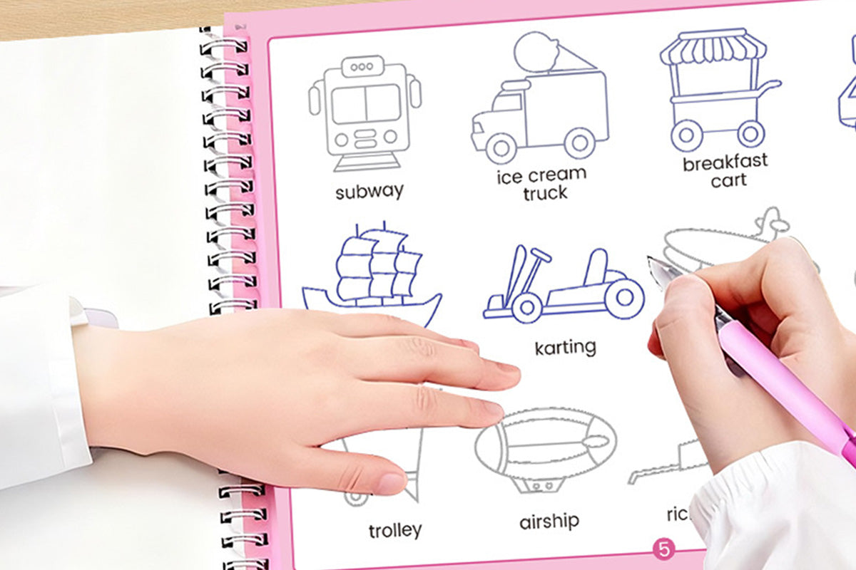 Magic Handwriting Practice Books With Pens Reusable Grooved Copybooks