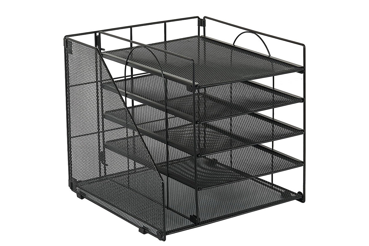 Metal File Organizer Rack Desktop Storage Shelf for Office Home
