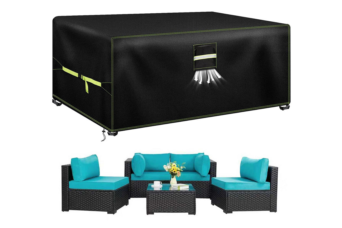 Outdoor Furniture Cover 600D Heavy Duty Waterproof Patio Table and Chair Set Cover with Windproof Straps