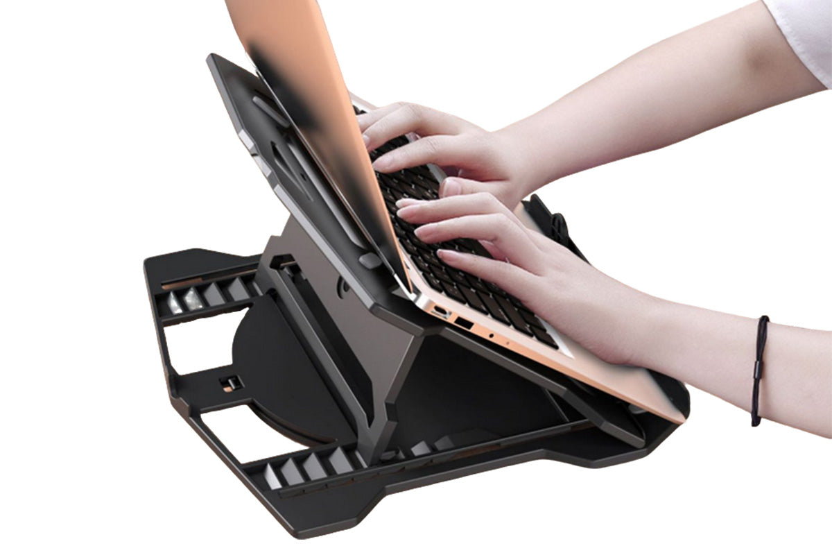 2 in 1 Adjustable Laptop Cooling Stand with Phone Stand Foldable Computer Holder