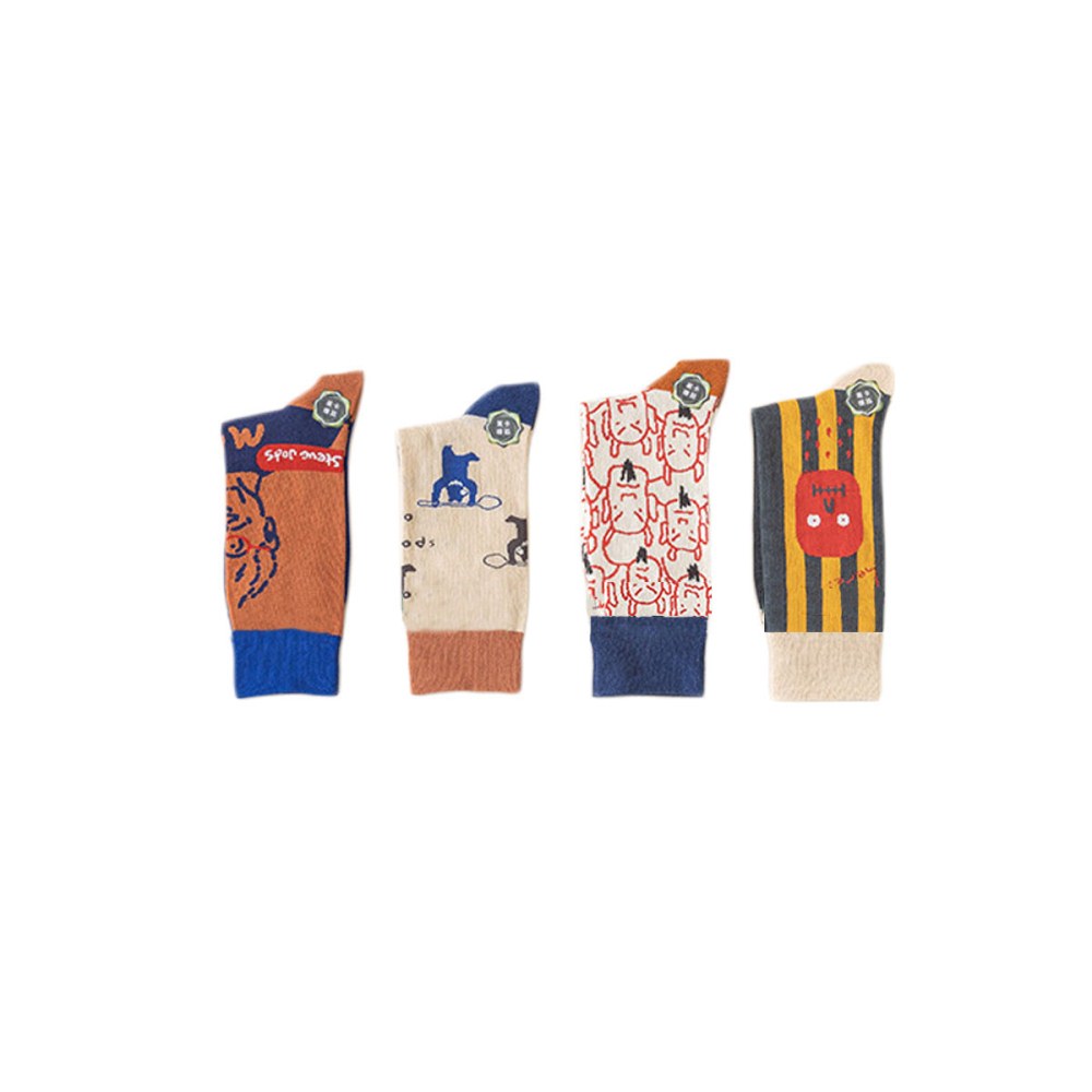4 Pairs Women Novelty Crew Socks