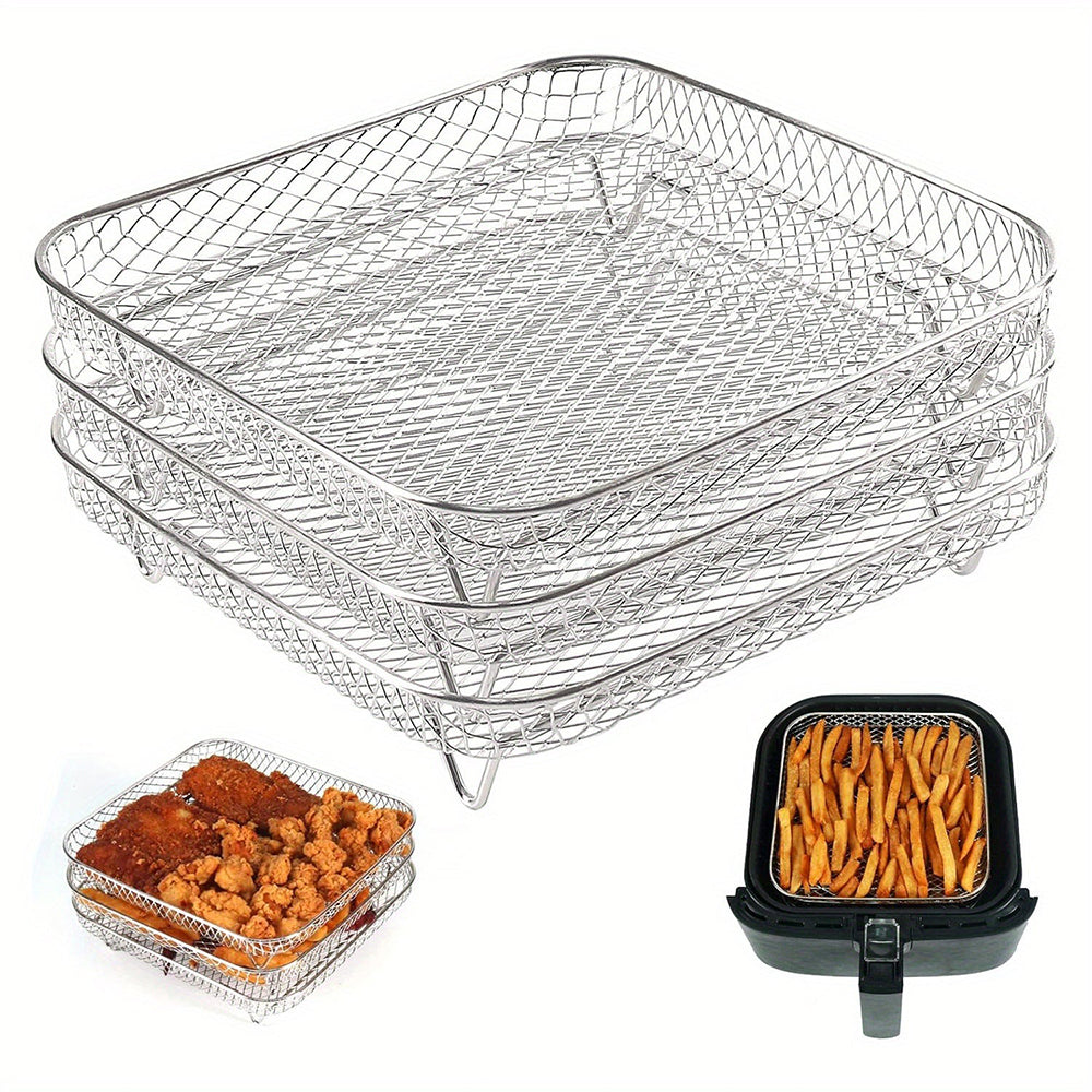 Stainless Steel Air Fryer Grill Rack Baking Tray Dehydrator Accessory