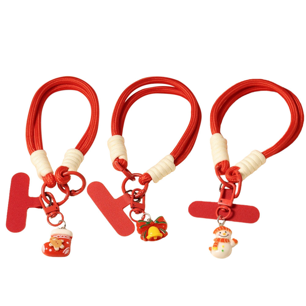 6PCS Red Christmas Wrist Straps Phone Case Lanyards and Keychains