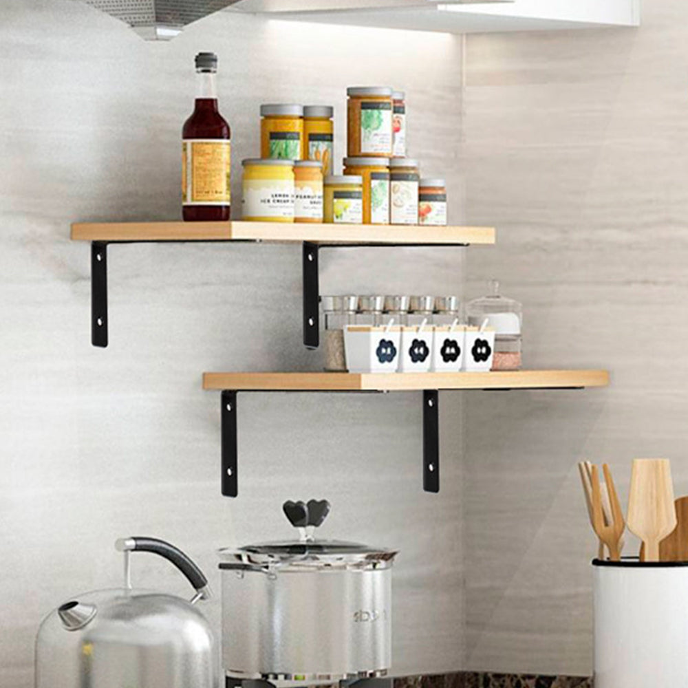 4 Pack 5mm Thick Black L Shelf Bracket Floating Shelf Supports with Screws