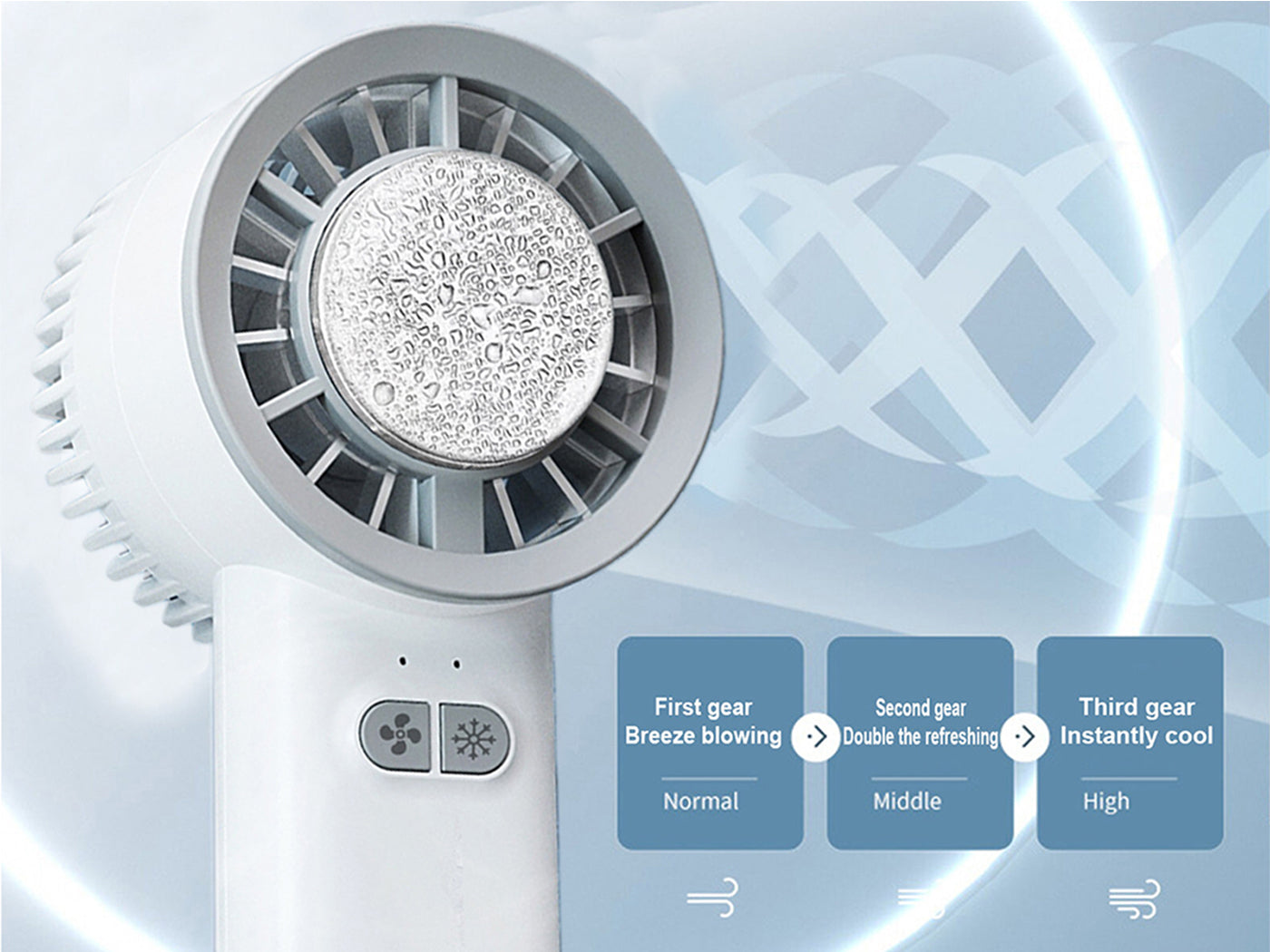 Handheld Fan 3-Windy Speed Adjustable USB Rechargeable Fan