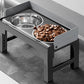 Dog Bowl Stand 5 Height Adjustable Raised Feeder with 2 Stainless Steel Bowls-Black