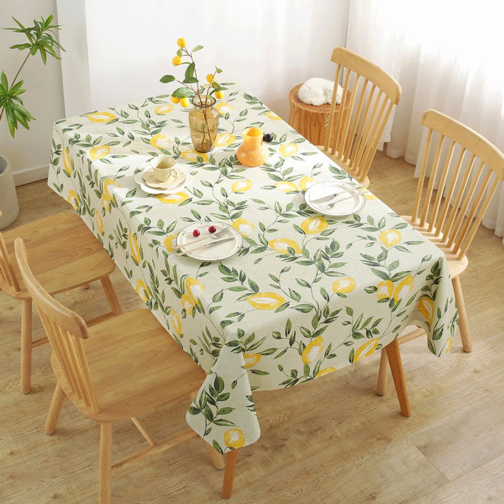 PVC Tablecloth Waterproof Oilproof with Lemon Pattern