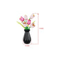 Tulip And Rose Building Blocks Set With Vase For Home Decoration