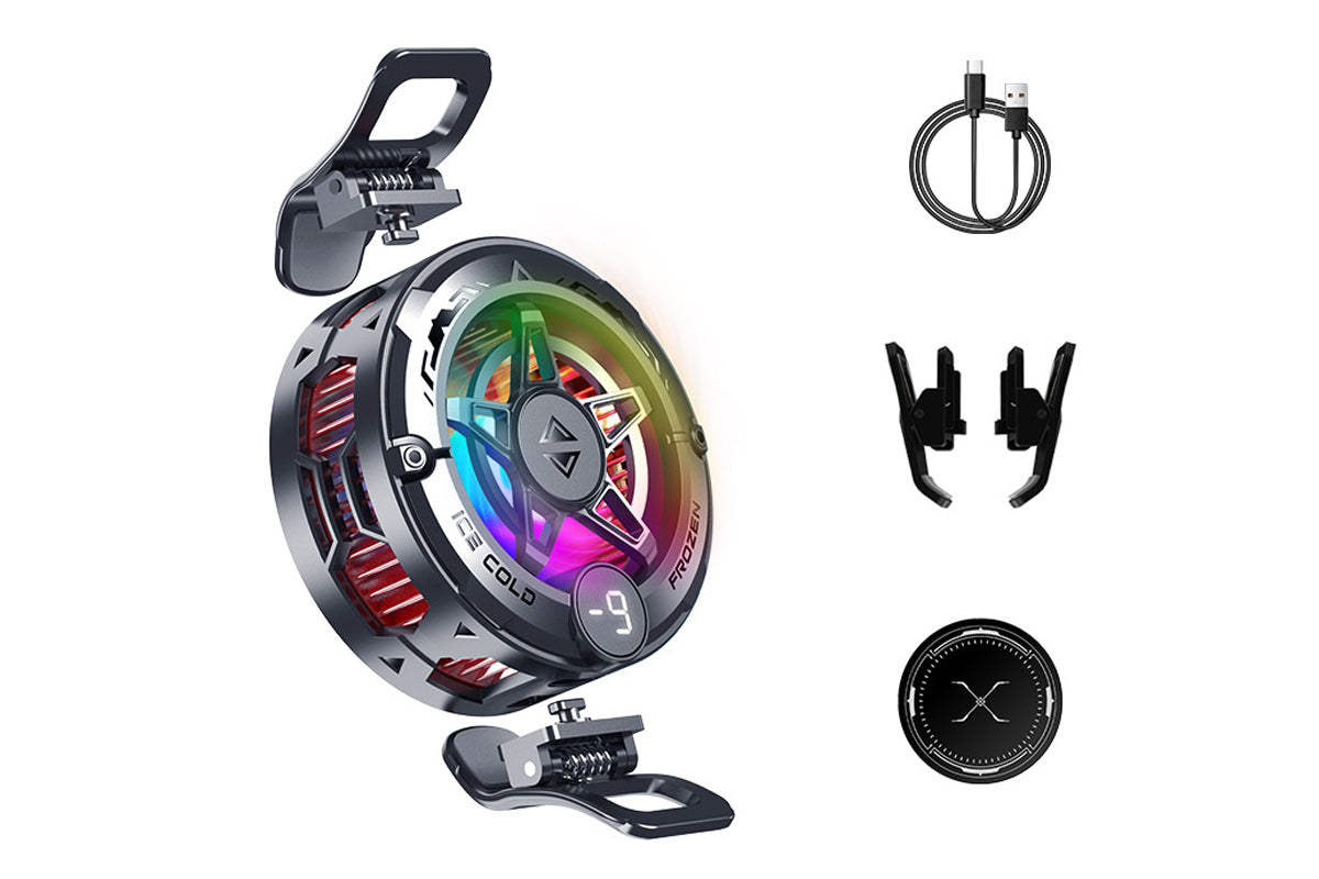 15W Semiconductor Phone Cooler Magnetic Clip on Dual Use with Temp Display RGB Light
