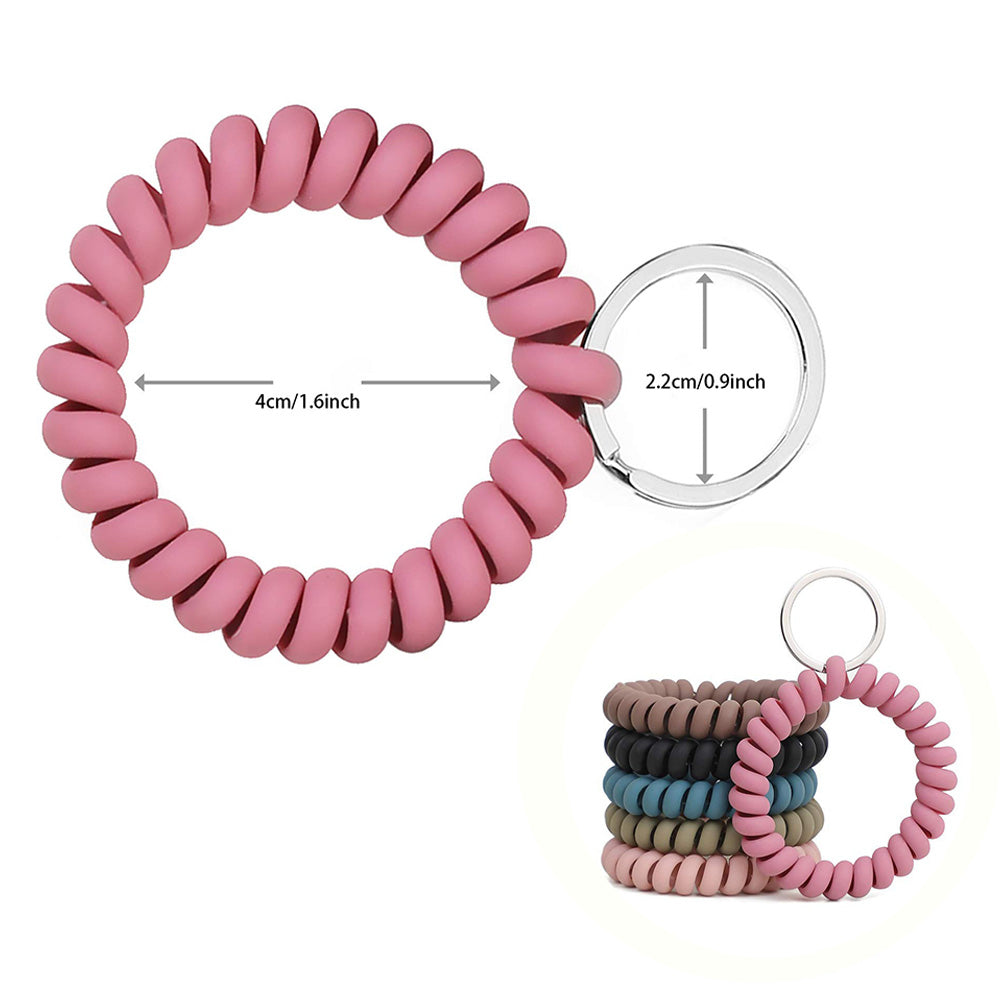 6Pcs Stretch Wrist Coil Keychains for Keys Cards and ID Badges