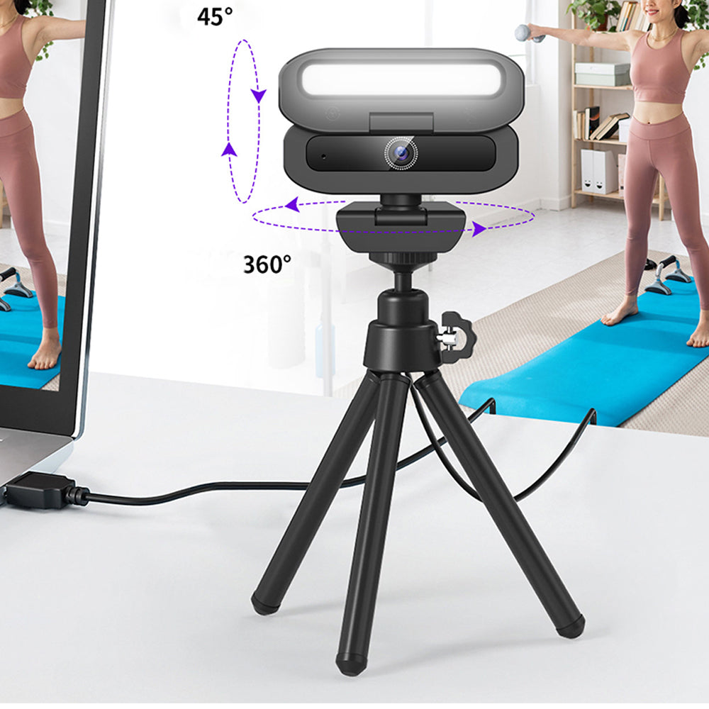 4K Webcam Camera with Light for PC Computer Video Conference Streaming