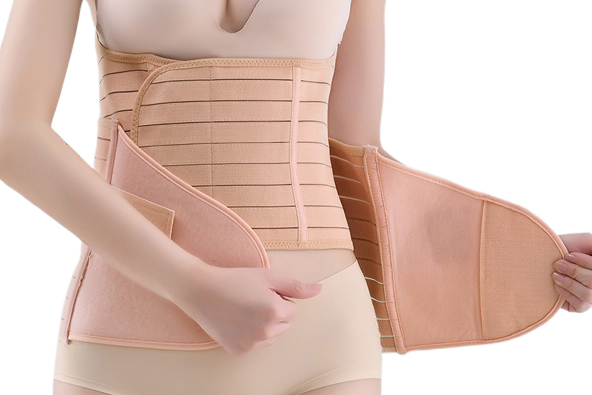 3 in 1 Postpartum Belly Band Waist Shapewear Recovery Girdle After Birth Support-Beige