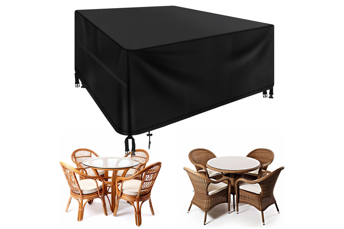 Waterproof Anti-UV Outdoor Furniture Dust Cover with Drawstring and Buckles