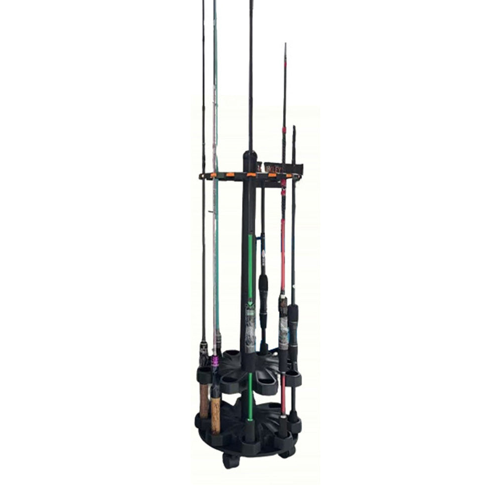 Rotating Fishing Rod Holder with Wheels Holds Up to 16 Poles Fishing Rod Rack for Home Tackle Shop