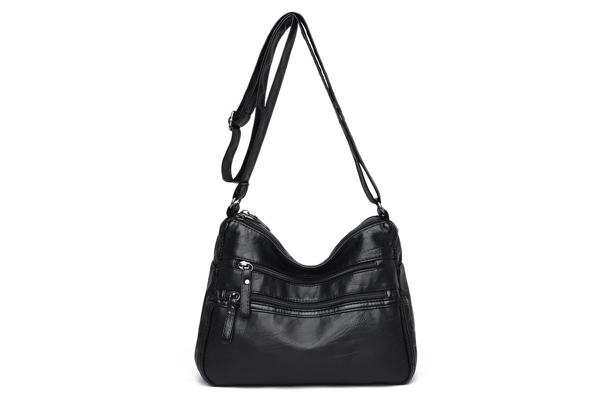 Women's Two-Layer PU Leather Crossbody Bag Shoulder Bag