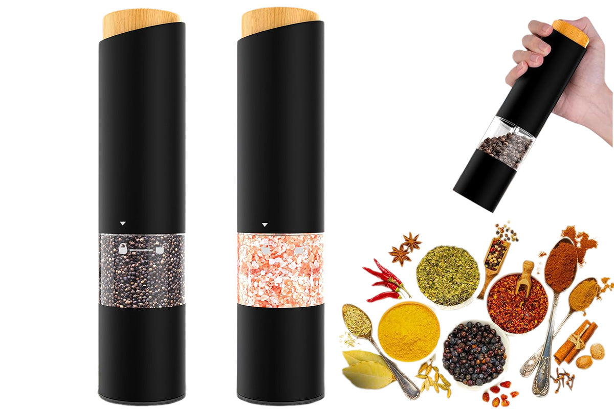 2PCS Electric Pepper Grinder LED Light Adjustable Coarseness