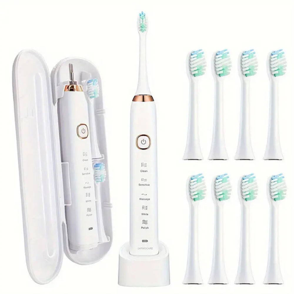 Sonic Electric Toothbrush Rechargeable Toothbrush with 8 Brush Heads 5 Modes