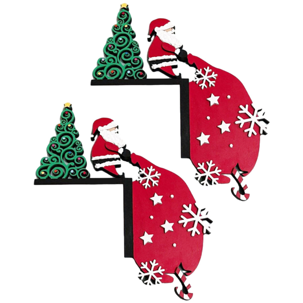 2Pcs Christmas Door Topper Holiday Home Decor Door Frame Metal Santa Claus Adornment
